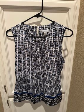 Calvin Klein Black, White & Blue Patterned Sleeveless Camisole